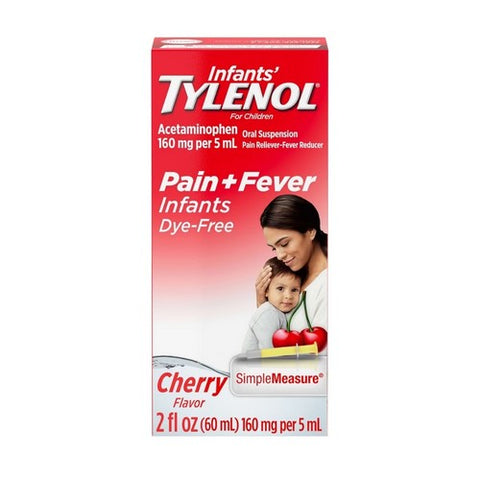 Tylenol, Infants Pain + Fever Oral Suspension Dye Free Cherry, 2 Oz