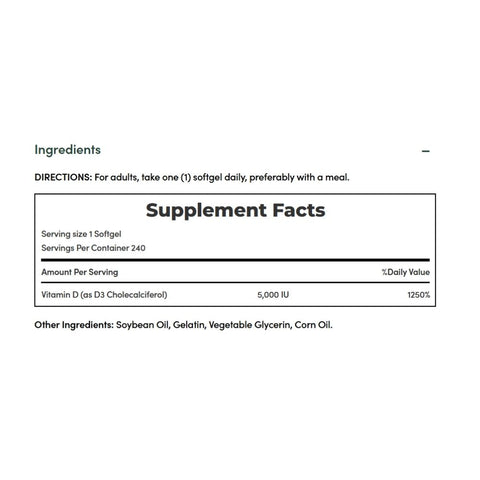 Nature's Bounty, D3 Rapid Release Softgels, 5000 IU, 240 Caps
