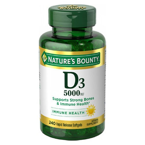 Nature's Bounty, D3 Rapid Release Softgels, 5000 IU, 240 Caps