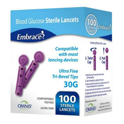 Embrance, Embrace 30G Lancets Ultra Thin, 100 UNIT