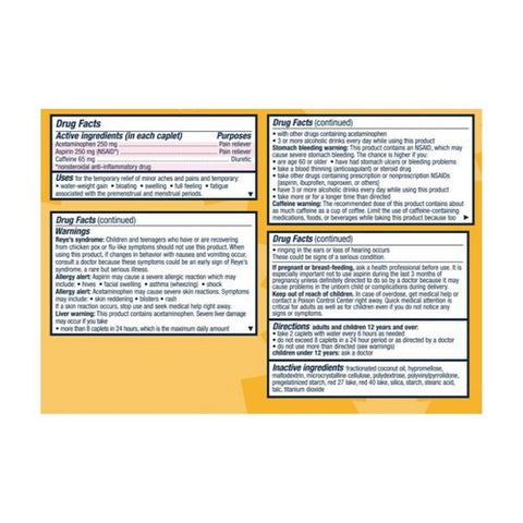 Pamprin, Caplets Max Formula, 24 Tabs