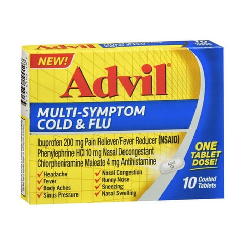 Advil, Multi-Symptom Cold & Flu Coated Tablets, 10 Tabs