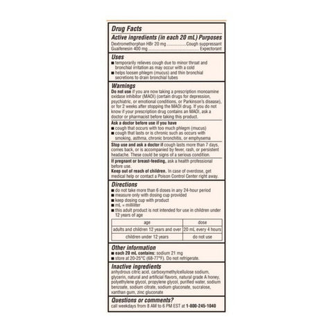 Robitussin, Adult Honey Cough + Chest Congestion Dm Liquid, 4 Oz