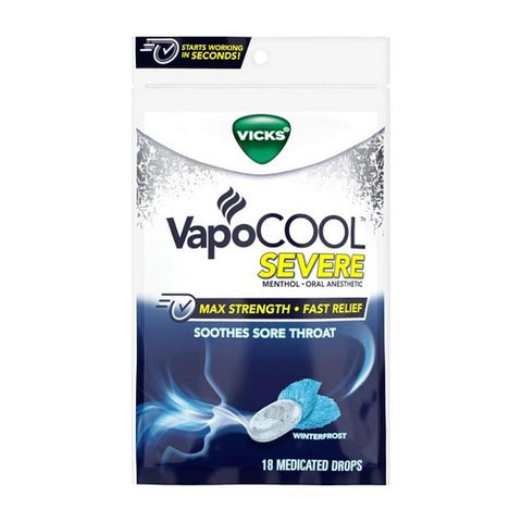 Vicks, Vapocool Severe Medicated Drops Winterfrost, 18 Each