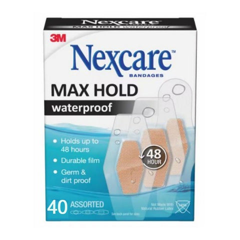 Nexcare, Max Hold Waterproof Bandages Assorted, 40 Each
