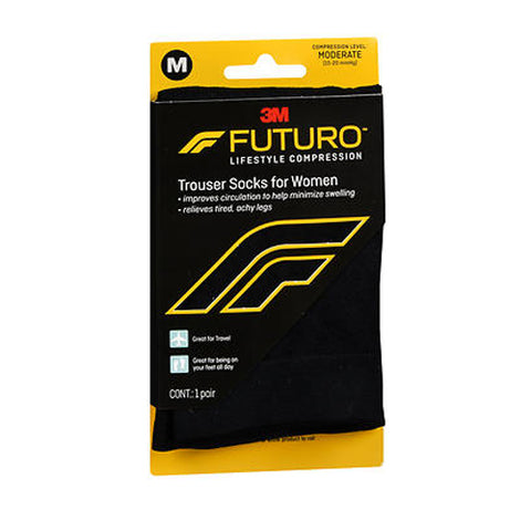 Futuro, Lifestyle Compression Trouser Socks for Women Moderate Black Large, 1 Each