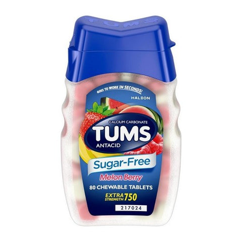 Tums, Tum Extra Strength Antacid Chewable Tablets Sugar-Free Melon Berry, 80 Tabs