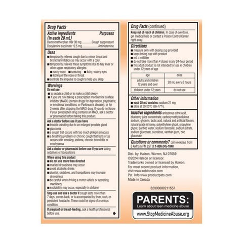 Robitussin, Adult Honey Nighttime Cough DM, 4 Oz