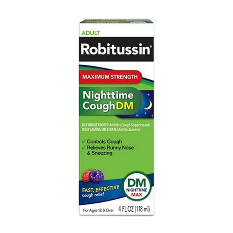 Robitussin, Adult Honey Nighttime Cough DM, 4 Oz