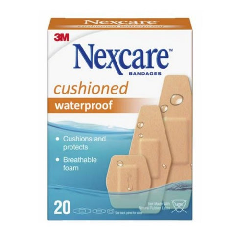 Nexcare, Waterproof Cushioned Foam Bandages Assorted Size, 20 Each