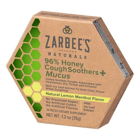 Zarbees, Zarbee'S Naturals 96% Honey Cough Soothers + Mucus, 14 Each