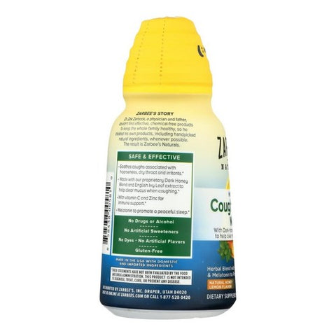 Zarbees, Zarbee'S Naturals Nighttime Cough Syrup + Mucus Natural Honey Lemon Flavor, 8 Oz