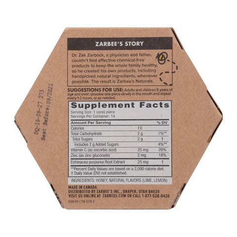 Zarbees, Zarbee's Naturals 96% Honey Cough Soothers + Immune Support, 14 Each