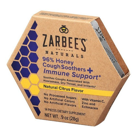 Zarbees, Zarbee's Naturals 96% Honey Cough Soothers + Immune Support, 14 Each