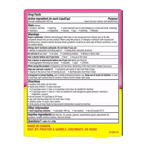 Pepto-Bismol, Diarrhea And Upset Stomach Reliever Liquid Capsules, 12 Count