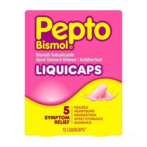 Pepto-Bismol, Diarrhea And Upset Stomach Reliever Liquid Capsules, 12 Count