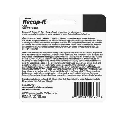 D.O.C., Recapit Loose Cap Dental Repair, 1 Each