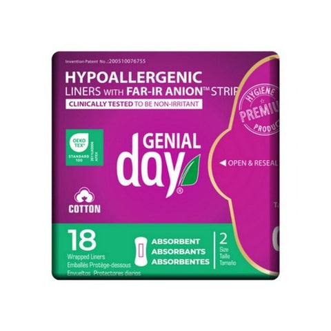 Genial Day, Feminine Liner Anion Strip Absorbant, 18 Count