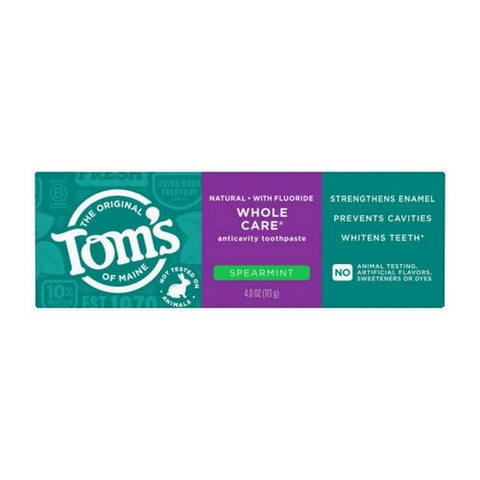 Tom's Of Maine, Wholecare Toothpaste, Spearmint 4 Oz