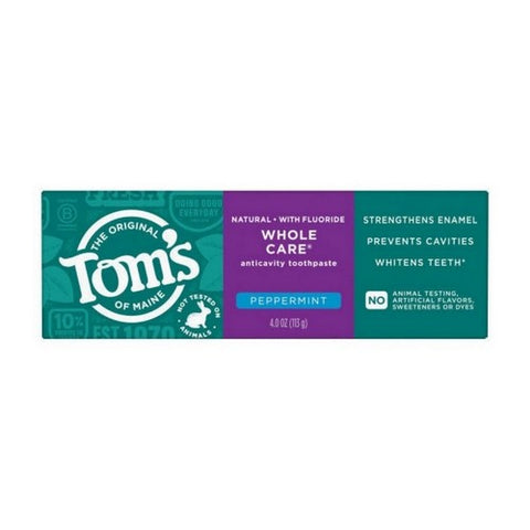 Tom's Of Maine, Wholecare Toothpaste, Peppermint 4 Oz