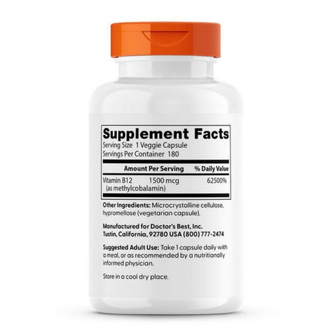Doctors Best, Fully Active B12, 1500 mcg, 180 Veg Caps