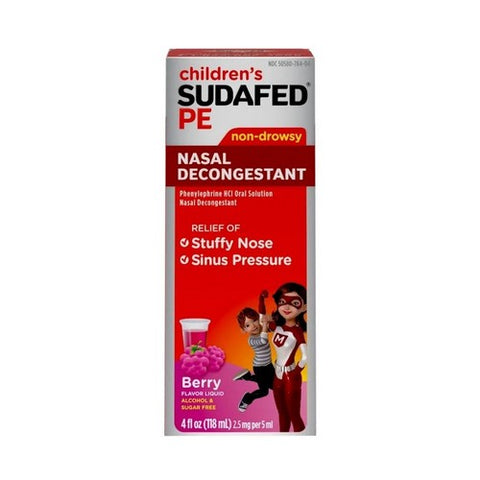 Sudafed Pe, Children's Nasal Decongestant Liquid Berry, 4 Oz