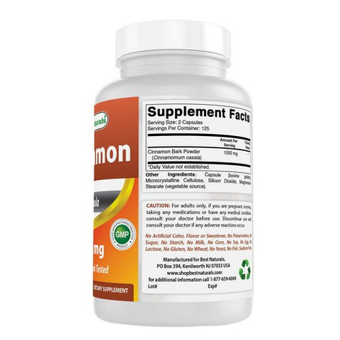 Best Naturals, Cinnamon Bark, 500 mg, 250 Caps