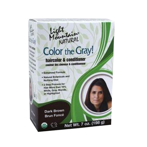 Light Mountain, Color The Gray, Natural Hair Color & Conditioner, Brown-Dark 7 Oz