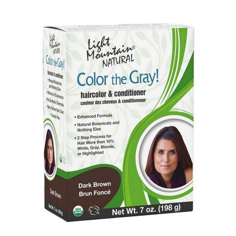 Light Mountain, Color The Gray, Natural Hair Color & Conditioner, Brown-Dark 7 Oz
