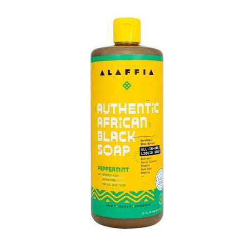 Alaffia, Authentic African Black Soap, Peppermint 32 Oz