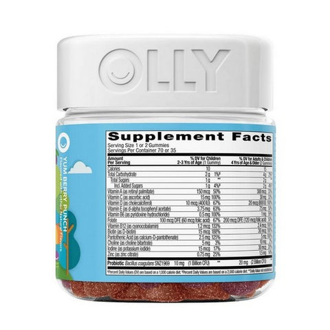 Olly, Kid's Multi + Probitic Gummy Multivitamin, 0, Yum Berry 70 Gummies