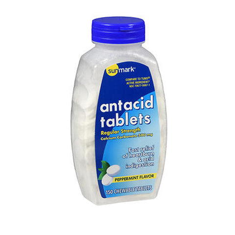 Sunmark, Antacid Chewable Tablets Regular Strength, Peppermint 150 Tabs