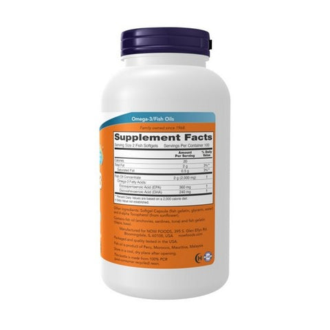 Now Foods, Omega-3 Molecularly Distilled Fish Softgels, 1000 mg, 200 Softgels