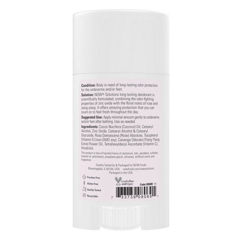 Now Foods, Long Lasting Deodorant Stick, Rose + Ylang Ylang 2.2 Oz