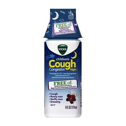 Vicks, Children's Cough Congestion Night Liquid, 6 Oz