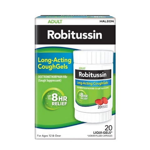 Robitussin, Lingering Cold Long-Acting Coughgels, 20 Each