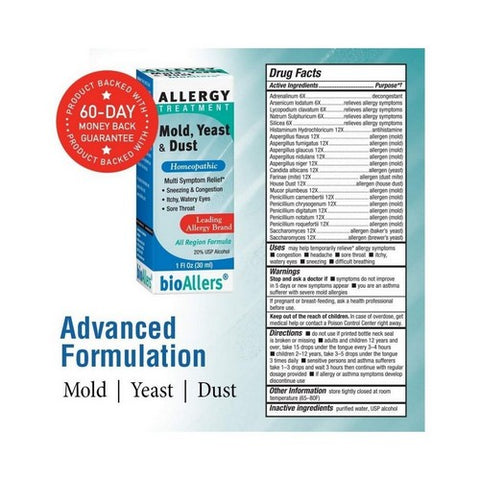 Natural Care, Bioallers Mold/Yeast/Dust Allergy Relief, 1 FL Oz