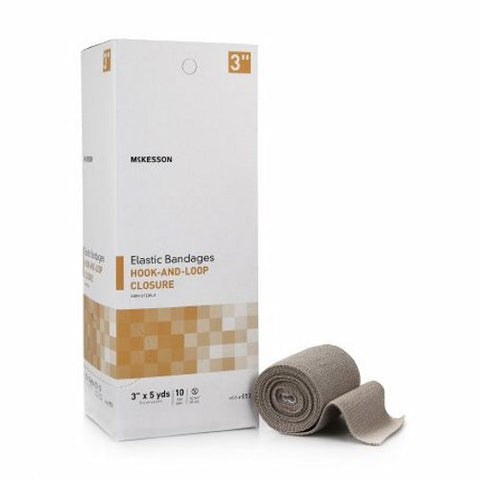 McKesson, Elastic Bandage 3 Inch X 5 Yard Single Hook and Loop Closure Tan 053, Box Of 10