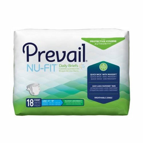 First Quality, Unisex Adult Incontinence Brief Prevail  Nu-Fit  Tab Closure Large Disposable Heavy Absorbency, 1 Pack