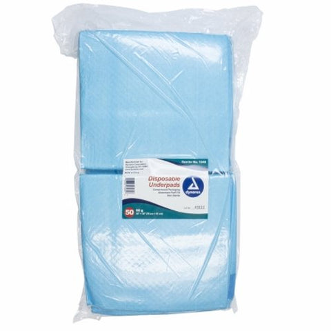 Dynarex, Underpad Dynarex  30 X 36 Inch Disposable Fluff / Polymer Heavy Absorbency, Pack Of 50
