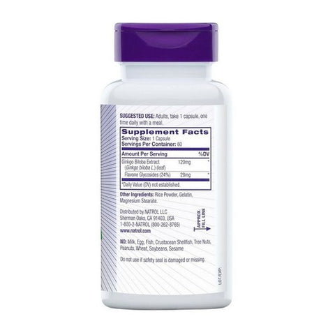 Natrol, Ginkgo Biloba, 120 MG, 60 Capsules