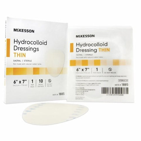 McKesson, Thin Hydrocolloid Dressing Film Backing 6 X 7 Inch Sacral Hydrocolloid 1885, Box Of 5