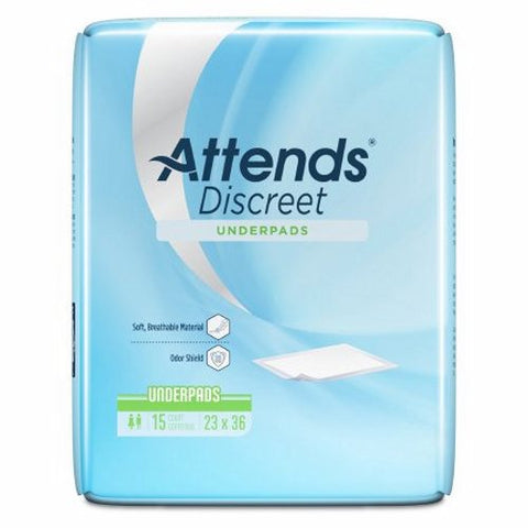 Attends, Underpad Attends  Discreet 23 X 36 Inch Disposable Polymer Light Absorbency, 1 Pack