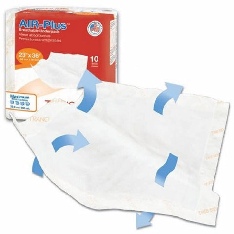 Principle Business Enterprises, Low Air Loss Underpad Tranquility  AIR-Plus 23 X 36 Inch Disposable Polymer Heavy Absorbency, 10 Bags