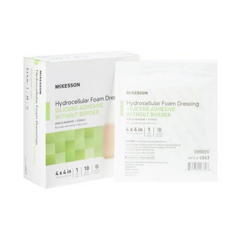 McKesson, Silicone Foam Dressing McKesson 4 X 4 Inch Square Silicone Gel Adhesive without Border Sterile, 1 Sterile
