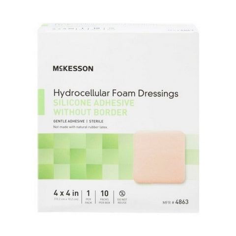 McKesson, Silicone Foam Dressing McKesson 4 X 4 Inch Square Silicone Gel Adhesive without Border Sterile, 1 Sterile