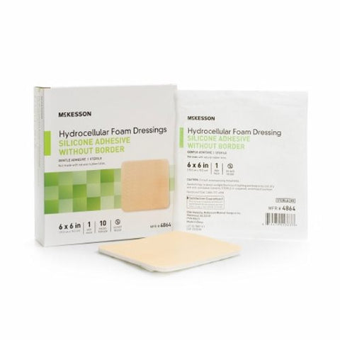 McKesson, Foam Dressing 6 X 6 Inch Without Border Film Backing Silicone Gel 4864, 1 Each