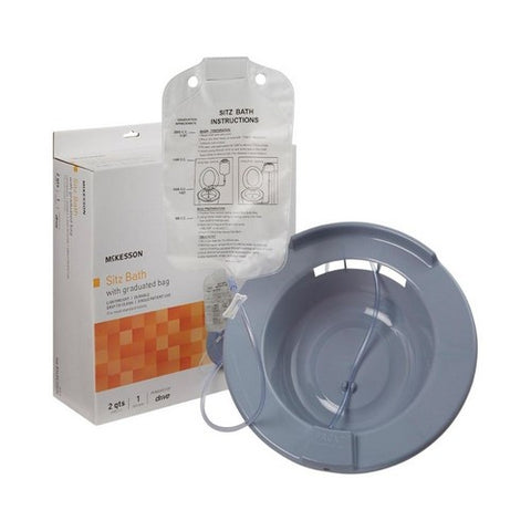 McKesson, Sitz Bath McKesson Round Gray Plastic 2000 mL Bag Graduated, 500 mL Increments up to 2000 mL, Count of 1