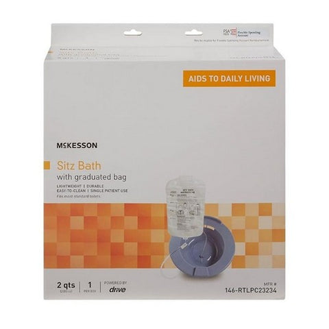 McKesson, Sitz Bath McKesson Round Gray Plastic 2000 mL Bag Graduated, 500 mL Increments up to 2000 mL, Count of 1