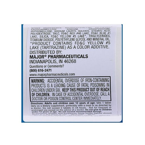 Major Pharmaceuticals, Mineral Supplement Feosol  Iron 325 mg Strength Tablet 100 per Bottle, Count of 1